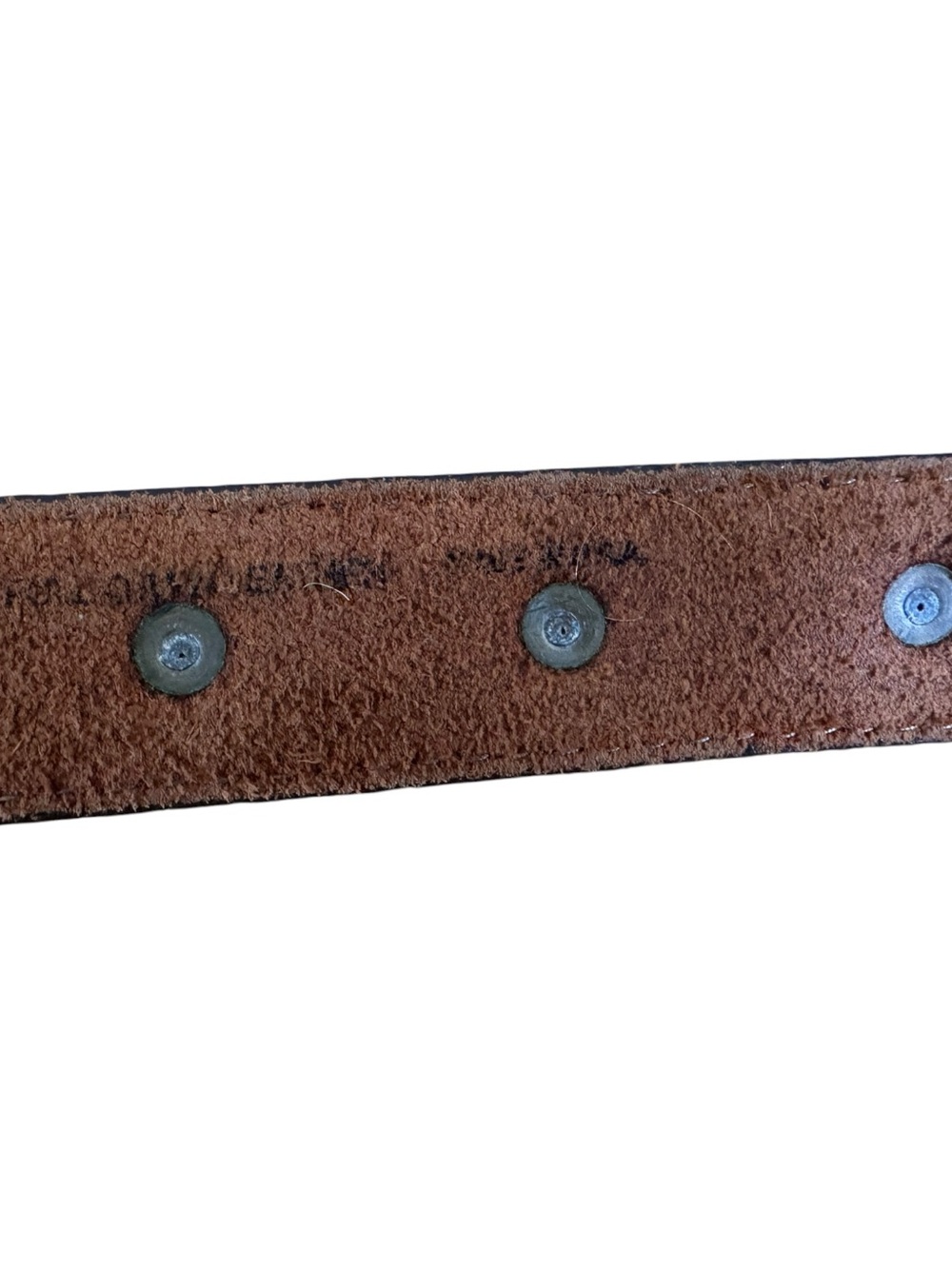 Vtg 80s Billy Brown Leather Concho Belt Silver Coated Pewter Sz 28 Western Boho - Picture 8 of 8